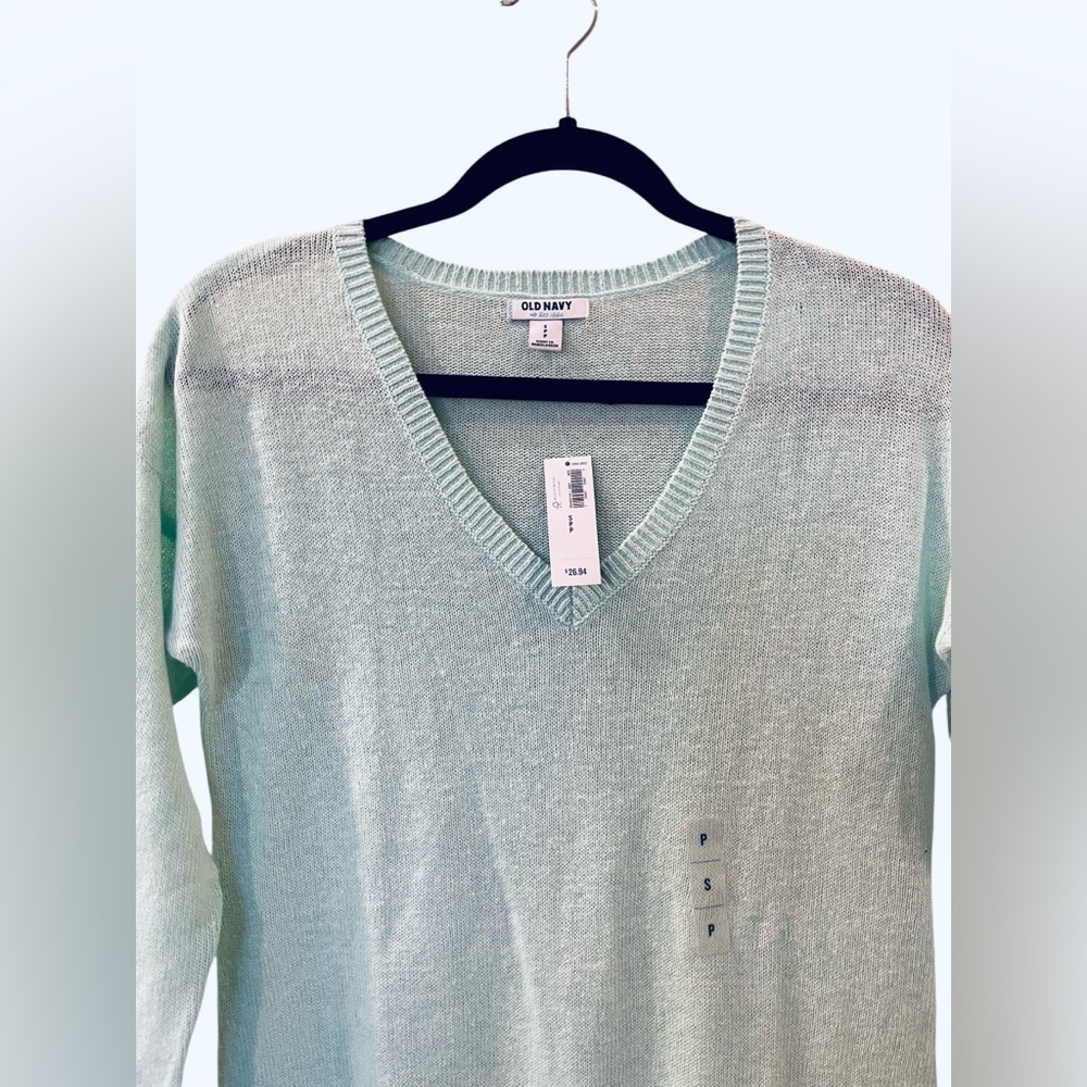 Old Navy Women’s V-neck Pullover Aqua Lightweight Sweater Size: Small NWT